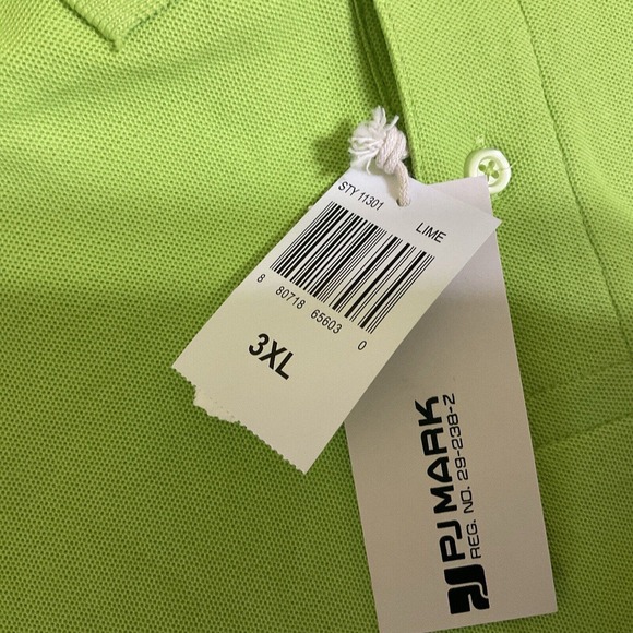 PJ Mark Mens 3XL Lime Green Short Sleeve Polo Shirt Cotton New With Tags - Picture 9 of 11